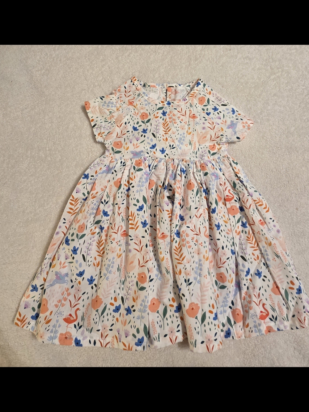 Handmade Girls Flamingo/Floral Multicolor Dress (Size 2T)